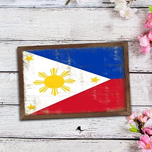 Philippines Flag Farmhouse Wood Sign 8x12 1