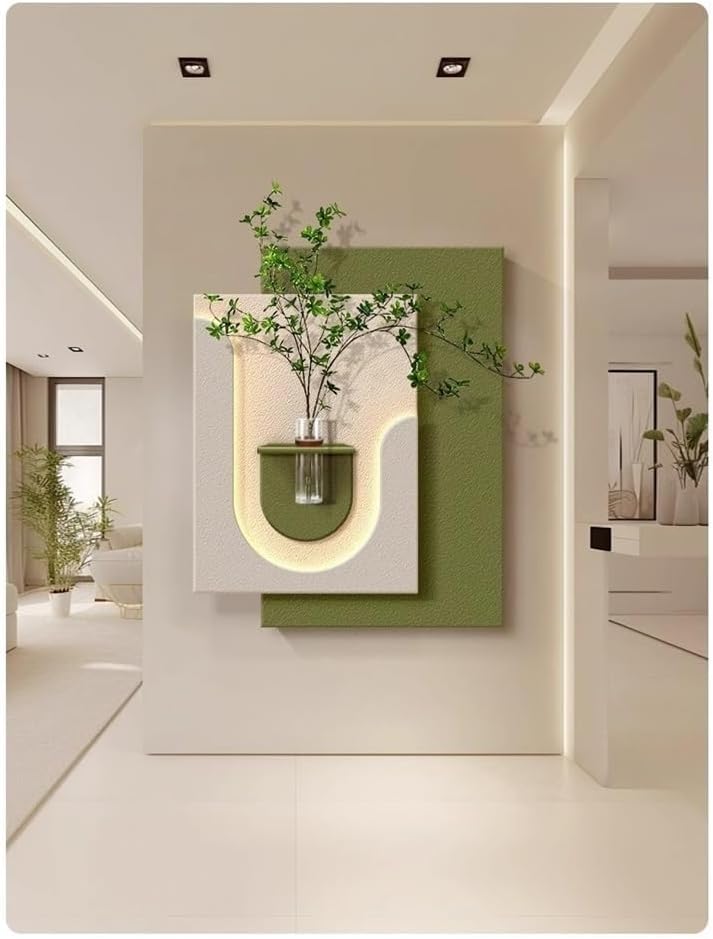 LED Sandstone Wall Decor with Green Plants