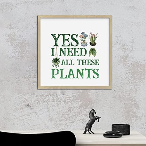 Funny Plant Lover Wall Art Sign 12x12in Wood Frame