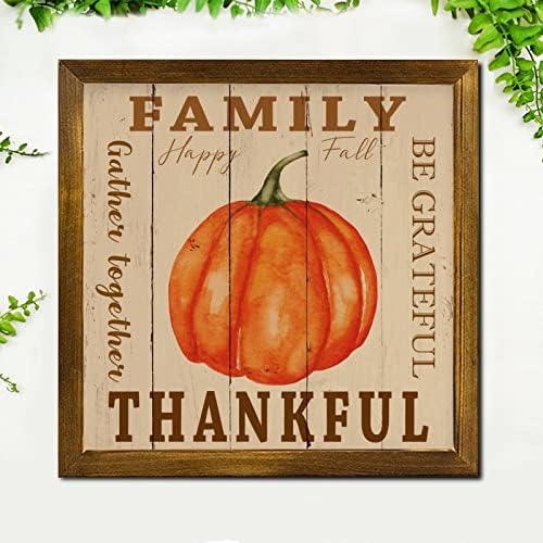 Grateful Family Gather Together Wooden Wall Sign 12x12 inch