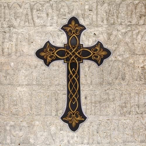 Wowser Black Wall Cross with Fleur De Lis Design