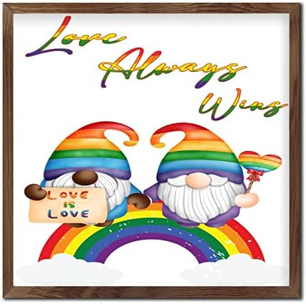 Personalized Framed Wood Sign LGBTQ Love Always Wins Wall Art