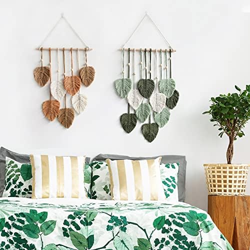 Macrame Wall Hanging with Colorful Leaf Tassels