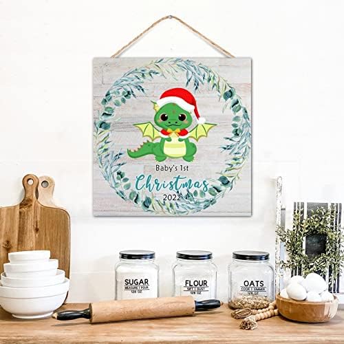 Funny Dinosaur Christmas Wall Decor Sign