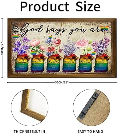 LGBTQ Pride Wood Framed Wall Art Sign 12x22 In