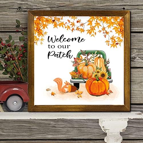 Welcome to Our Patch Green Truck Wooden Wall Sign