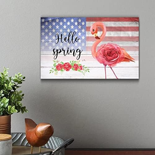 Hello Spring Rose Wood Grain Wall Decor 12x18in
