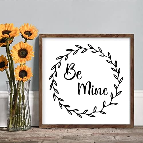 Be Mine Wreath Framed Wood Sign 12x12