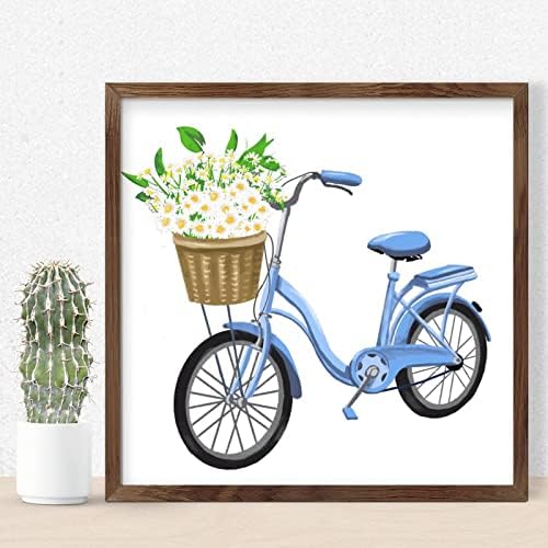 Wood Plaque Sign 12x12in Flower Design Wall Decor