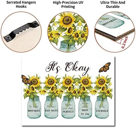Wooden Sign with Sunflowers Vase and Butterfly