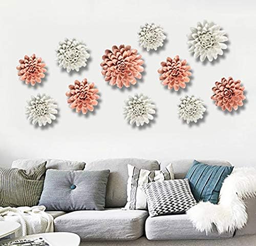 Peony Ceramic Flower Wall Decor Blue 3D