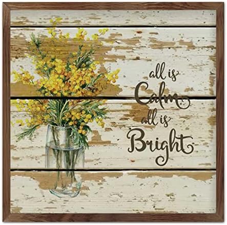 Modern Framed Wall Decor 12x12 Wood Plank Sign with Quotes