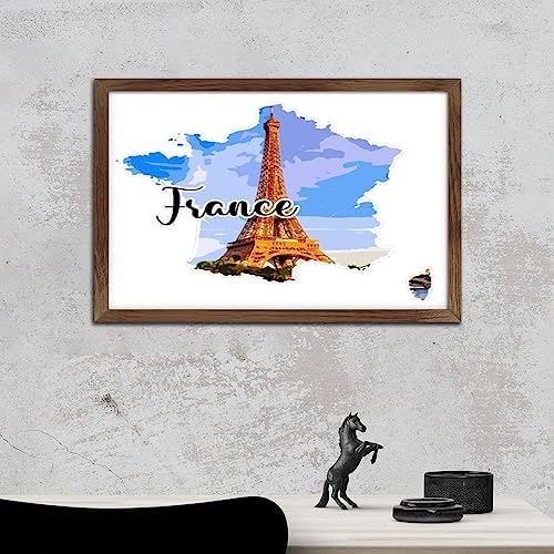 France Framed Wood Sign Plaque Wall Art Decor
