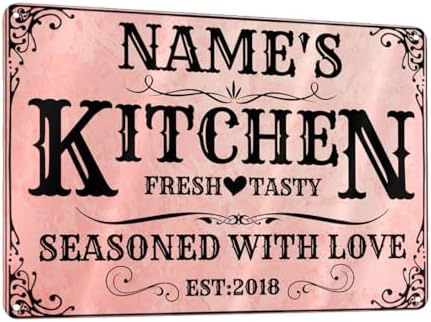 Personalized Kitchen Wall Sign with Custom Name
