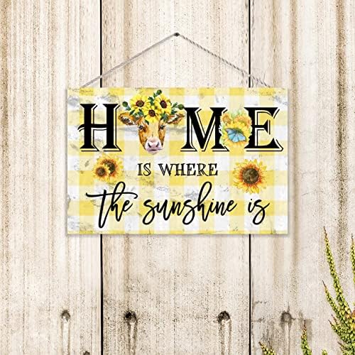 TEANFUN Home Is Where The Sunshine Is Wood Sign 8x12 Inch