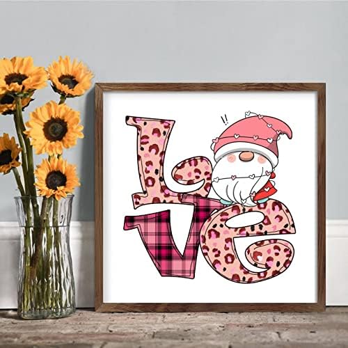 Valentine Gnome Love Letter Framed Wood Sign