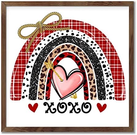 Romantic Heart Rainbow XOXO Wood Framed Wall Sign