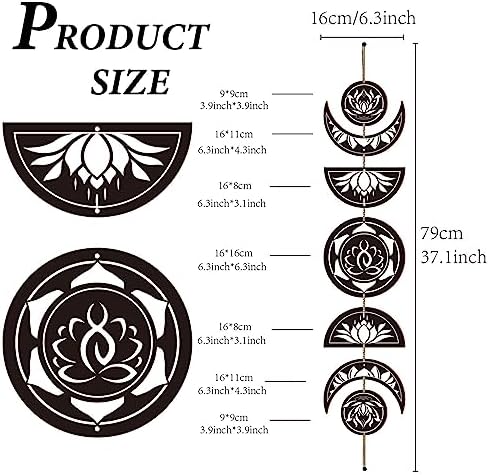 7pcs Moon Phase Wall Hanging Set Boho Decor Wooden Art