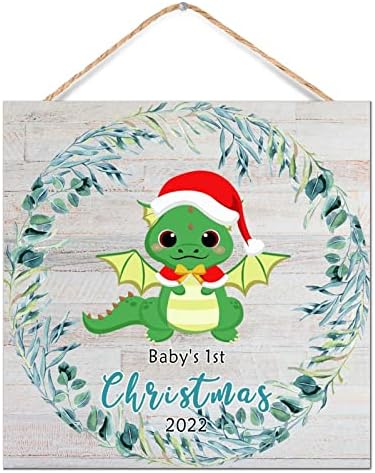Funny Dinosaur Christmas Wall Decor Sign