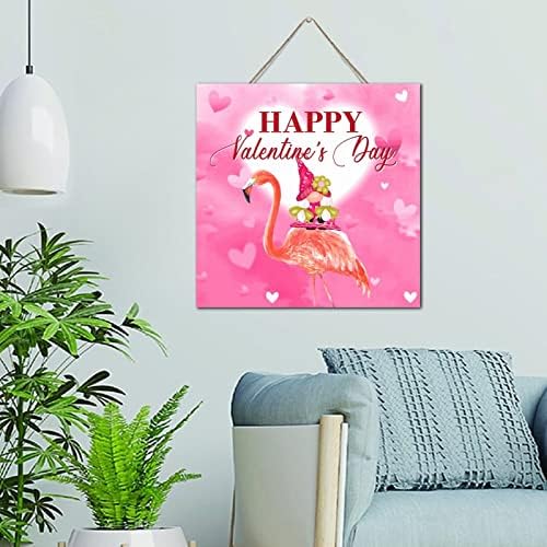 Flamingo Gnome Valentine Wall Plaque 12x12 Inch