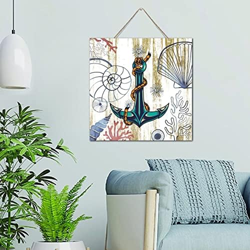 Rustic Wooden Nautical Anchor Wall Decor 12x12 Inch