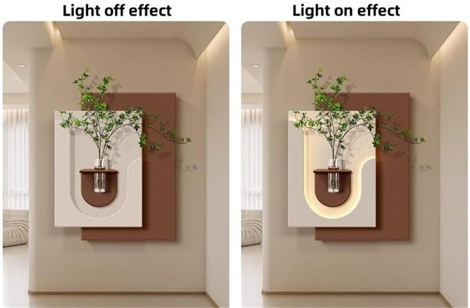 LED Sandstone Wall Decor with Green Plants