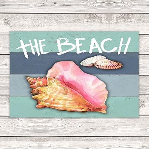 Rustic Wall Art Sea Snail Starfish Nautical Wood Sign 12x18