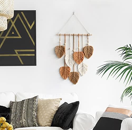 Macrame Wall Hanging with Colorful Leaf Tassels