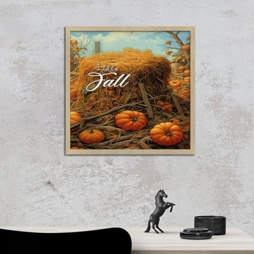 Wood Framed Sign Hello Fall Wall Art Decor 12x12in