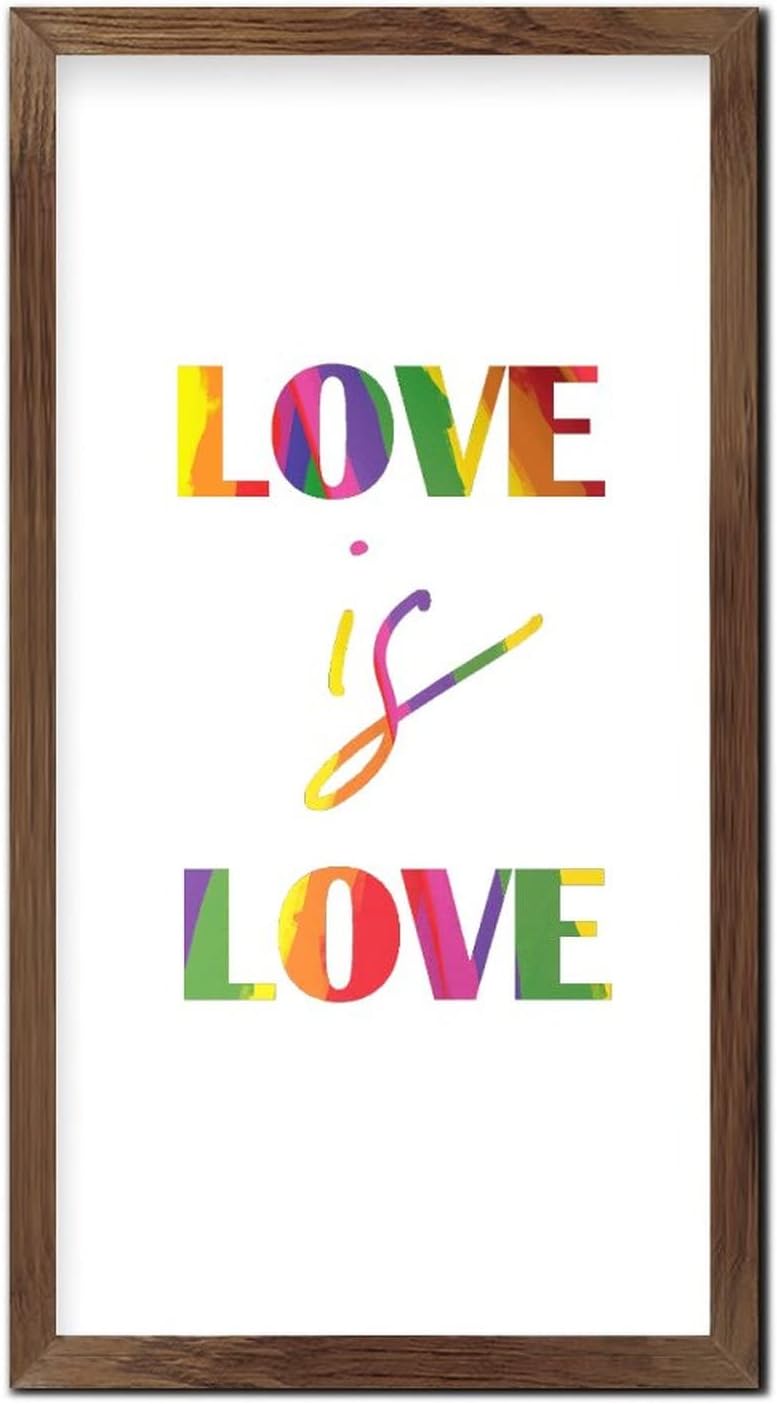 LGBT Pride Wood Framed Sign Love is Love 22x12 In 1