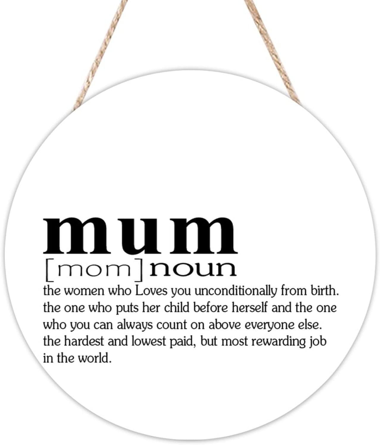 Funny Noun Dictionary Definition of Mum Round Wood Sign