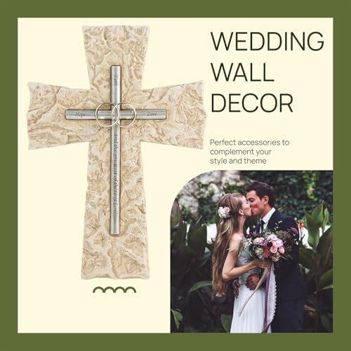 Grace4Joy 10 Inch Wedding Wall Cross Silver