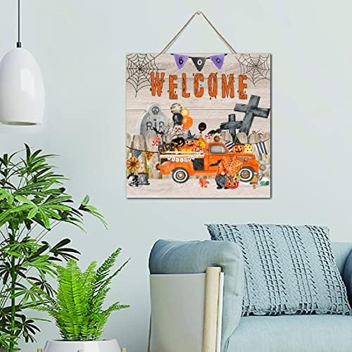 Halloween Spooky Boo Welcome Wall Art Sign 12x12 Inch