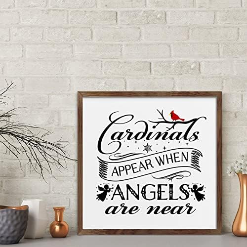 Christmas Farmhouse Decor Red Birds Framed Wood Sign