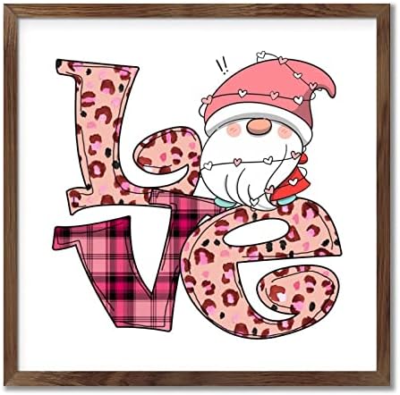 Valentine Gnome Love Letter Framed Wood Sign