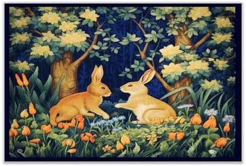 Rabbit Forest Hares Wood Wall Sign 12x18 Inch 1