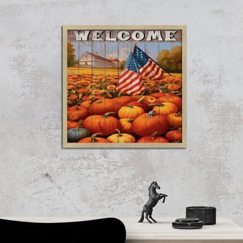 Welcome Wood Framed Wall Decor Sign 12x12in