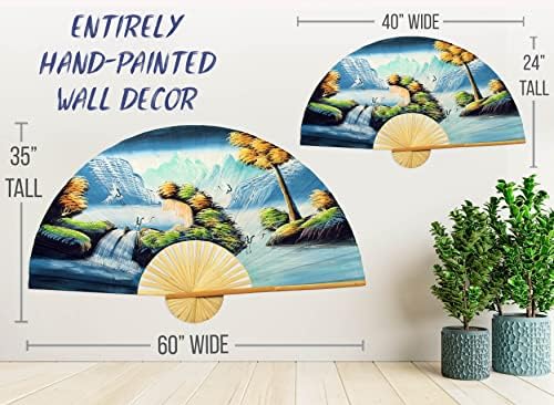 Chinese Cranes Giant Folding Wall Fan Decor Art