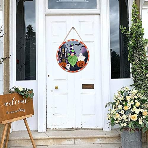 Halloween Gnome Wood Door Sign 12x12