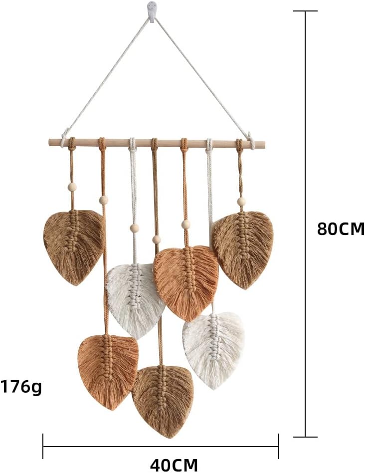 Macrame Wall Hanging with Colorful Leaf Tassels