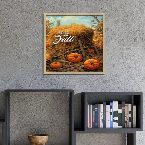Wood Framed Sign Hello Fall Wall Art Decor 12x12in