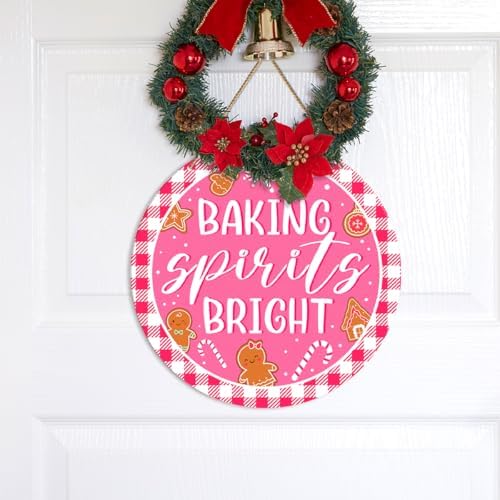 ZODGMED Pink Christmas Bakery Wall Hanging Sign
