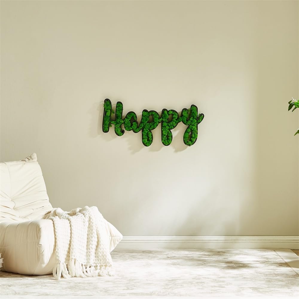 ETICIAN Moss Letter Signs Wall Art Decor HAPPY Sign