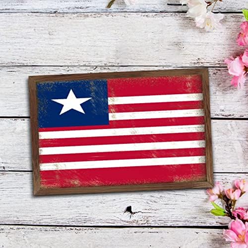 Liberia Flag Wood Framed Sign Wall Art