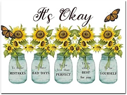Wooden Sign with Sunflowers Vase and Butterfly