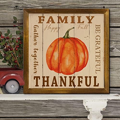 Grateful Family Gather Together Wooden Wall Sign 12x12 inch