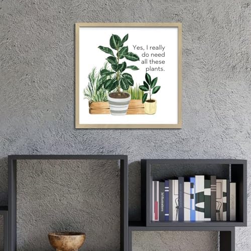 Cute Wood Wall Art Sign for Plant Lovers 12x12in