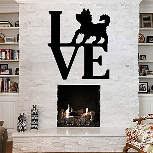 Love Metal Word with Dog Cutout Rustic Farmhouse Metal Sign Wall Art