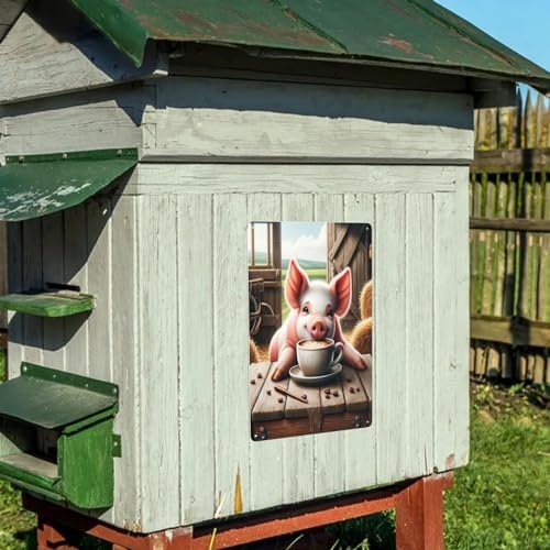 Farmhouse Pig Coffee Time Tin Sign Wall Art Decor