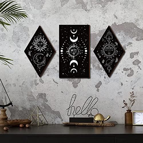 3Pcs Rustic Boho Wall Decor Moon Phases Art